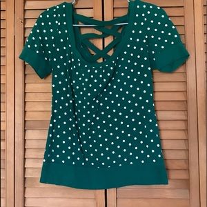 NWOT SELF ESTEEM CUT DETAIL HEM/SLEEVE POLKA DOT